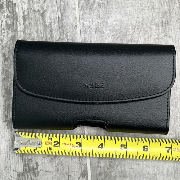 AGOZ Horizontal Faux Black Leather Belt Clip Case Holster Pouch - Picture 7 of 8